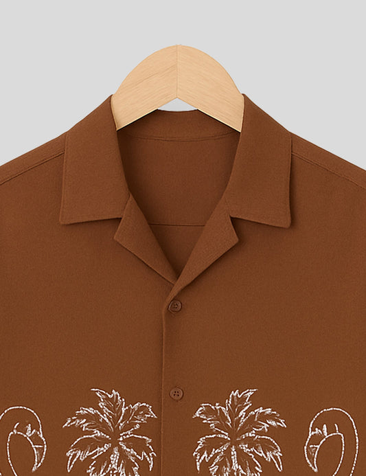 Brown Swan Printed Essential Cotton Half Sleeve Shirt for Men Available in Multiple Colors - XPST