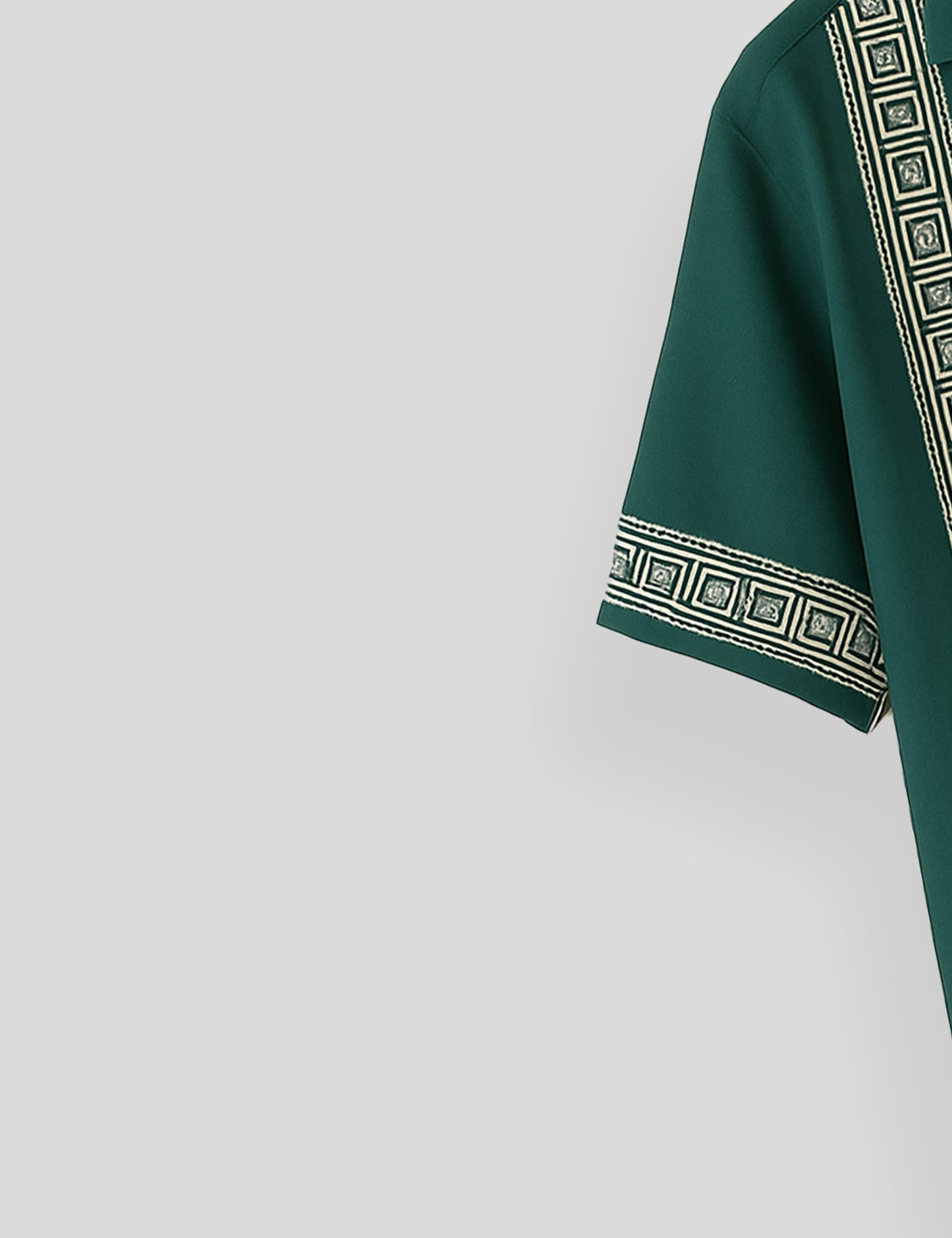 Green Square Pattern SmartFit Mens Cotton Shirt Half Sleeves - XPST