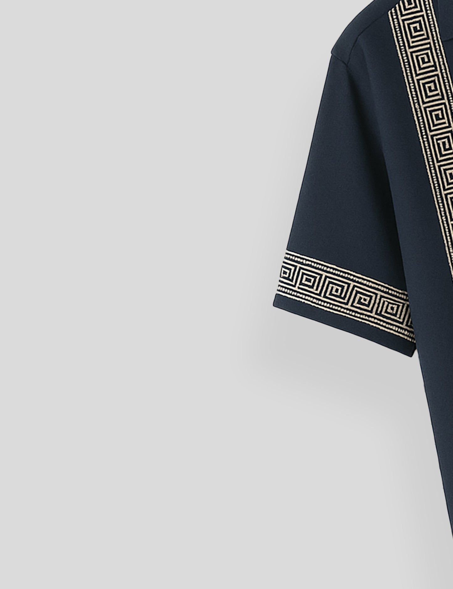 Navy Blue Square Pattern SmartFit Mens Cotton Shirt Half Sleeves - XPST