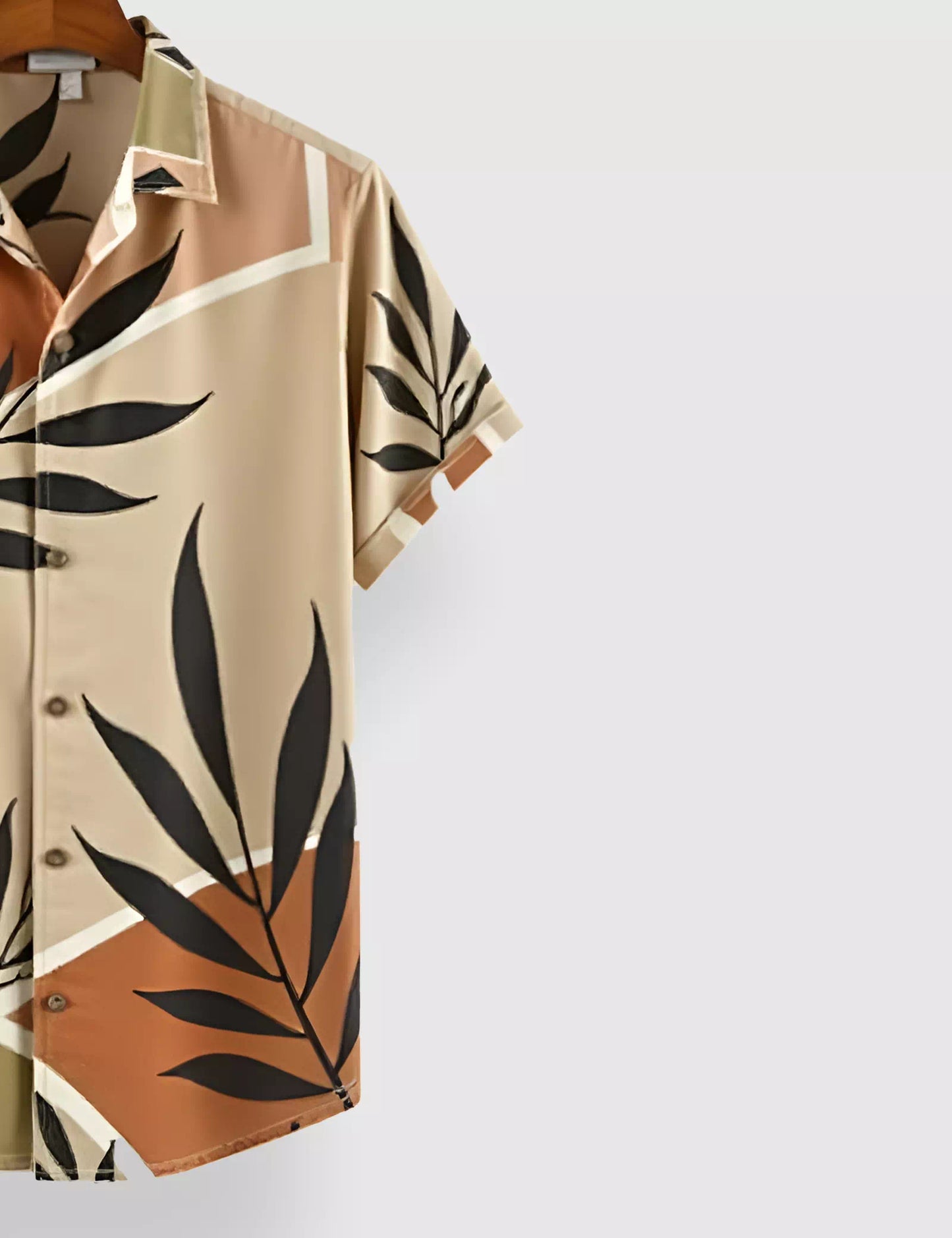 Brown Leaves Designer Men's Half Sleeves Printed Shirt Exclusive