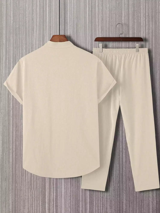 Plain Apricot Mens Full Set Trouser and Shirt Half Sleeves - XPCRDF