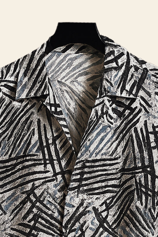 Black Scratch Men's Casual Half Sleeve Shirt and Full Pant Set