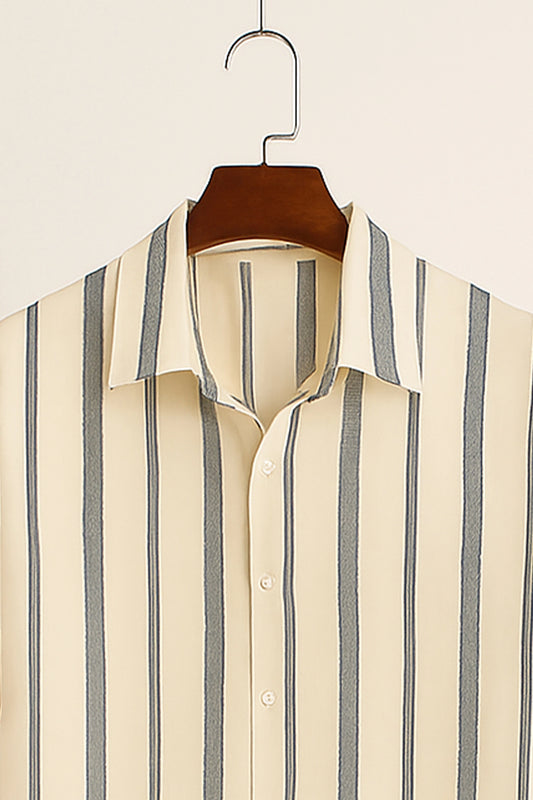 Cream Line Men's Casual Half Sleeve Shirt and Full Pant Set