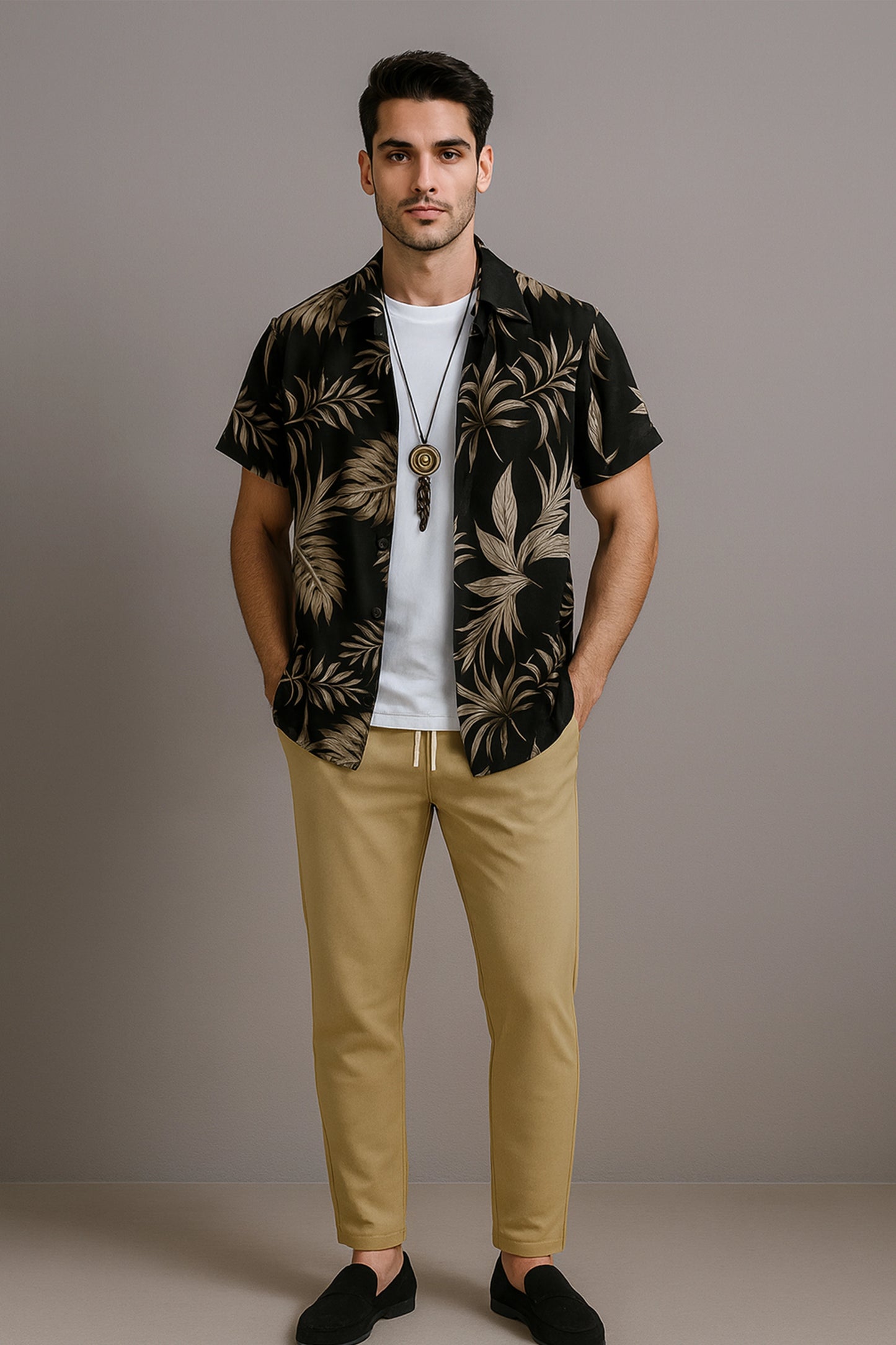 Golden Leaf Men's Casual Half Sleeve Shirt and Trouser Co-ord Set