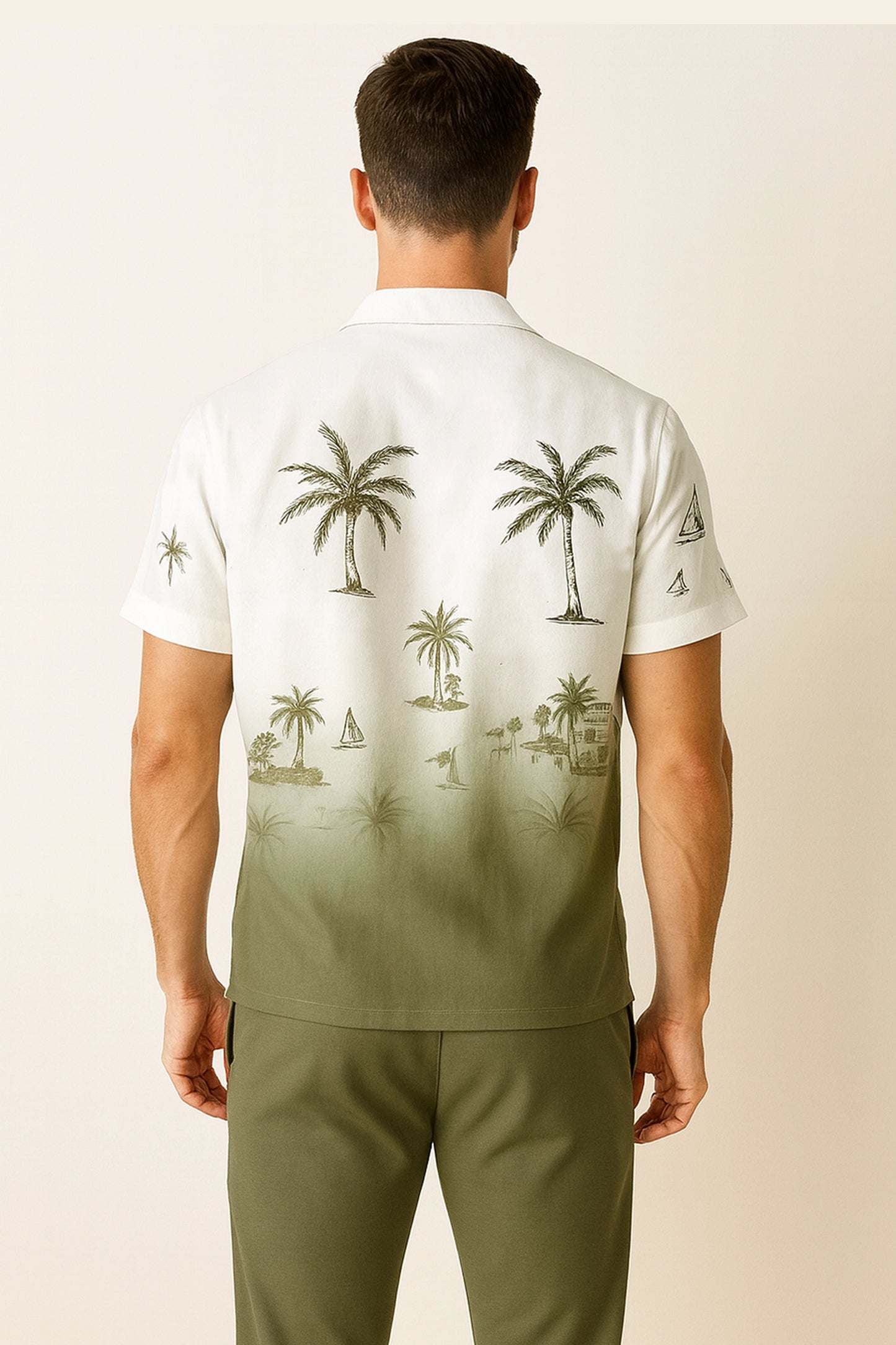 Green Shady Men's Casual Half Sleeve Shirt and Trouser Co-ord Set