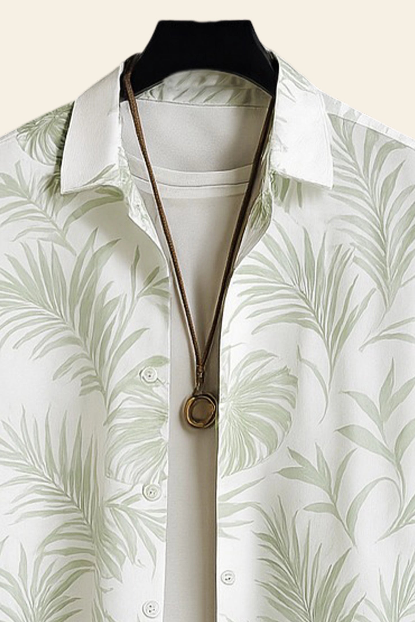 Leafy White Men's Casual Half Sleeve Shirt and Trouser Co-ord Set