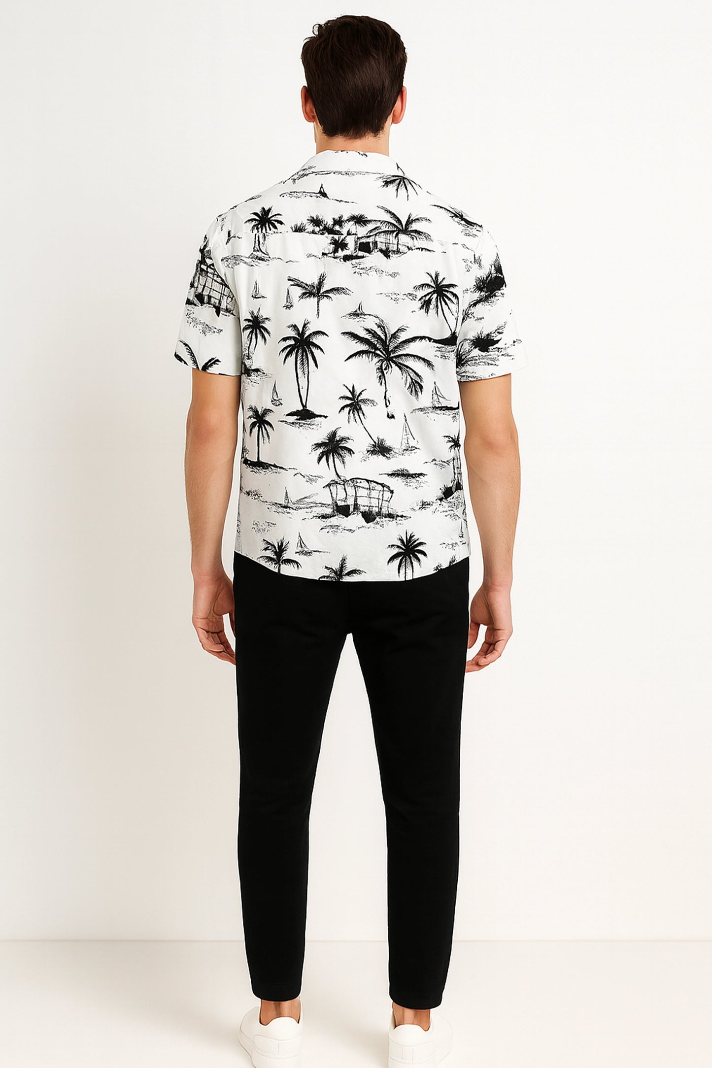 White Beach Men's Casual Half Sleeve Shirt and Trouser Co-ord Set