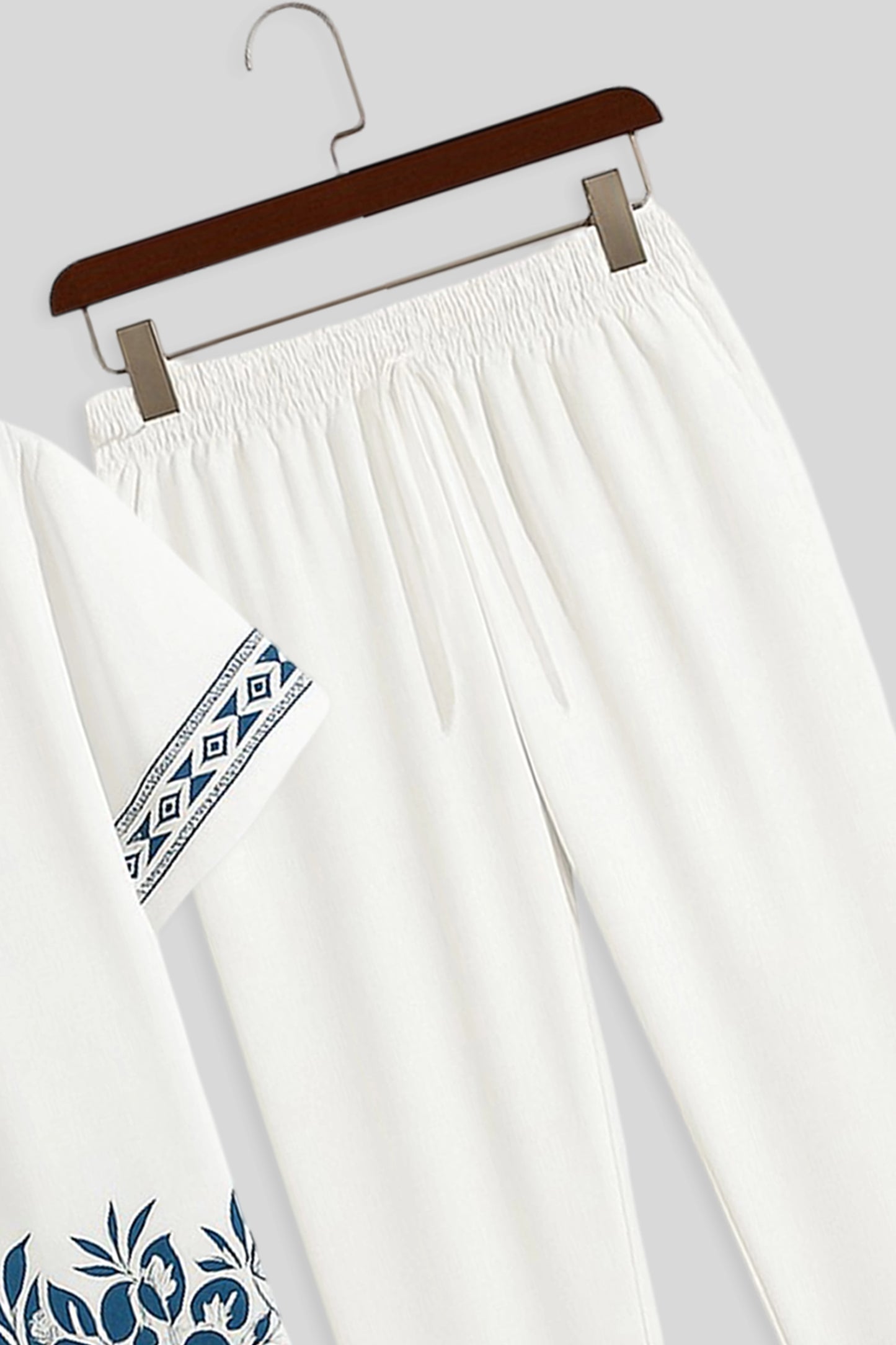 White Border Men's Casual Half Sleeve Shirt and Trouser Co-ord Set