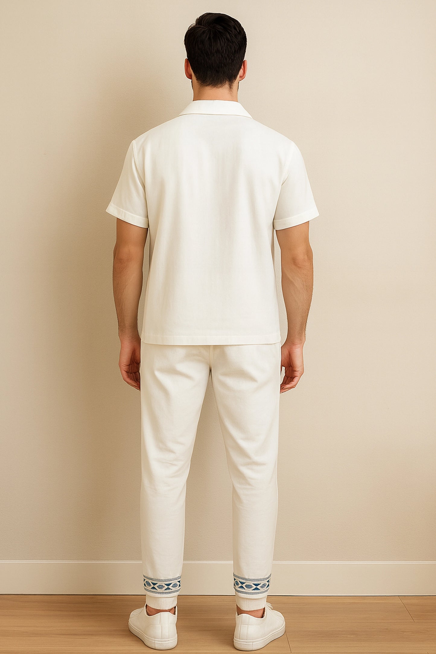 White Border Men's Casual Half Sleeve Shirt and Trouser Co-ord Set