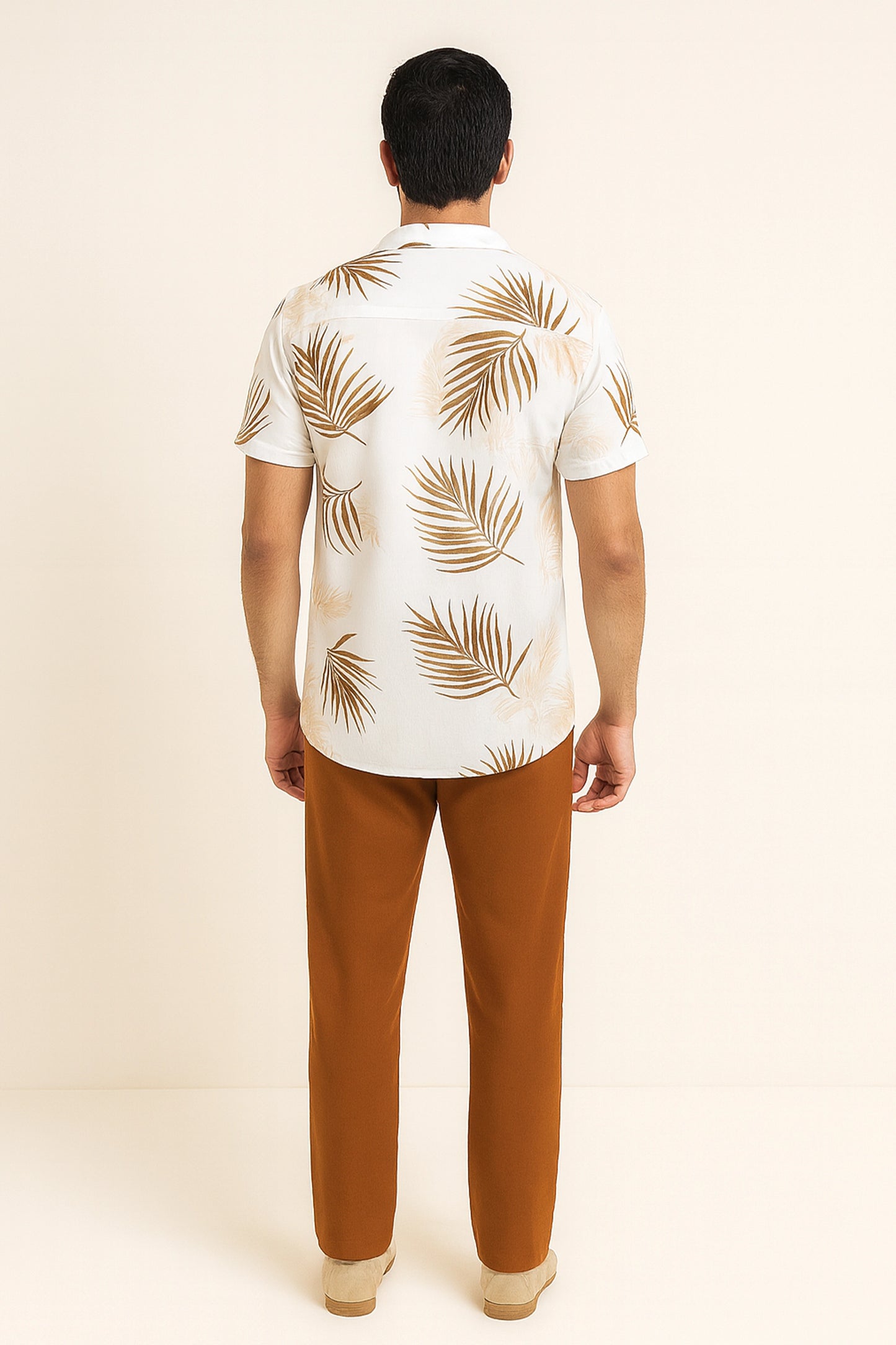 White Floral Men's Casual Half Sleeve Shirt and Trouser Co-ord Set