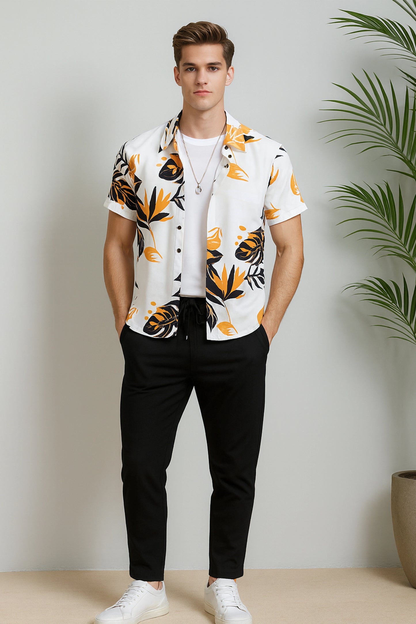 Yellow Leaf Men's Casual Half Sleeve Shirt and Trouser Co-ord Set