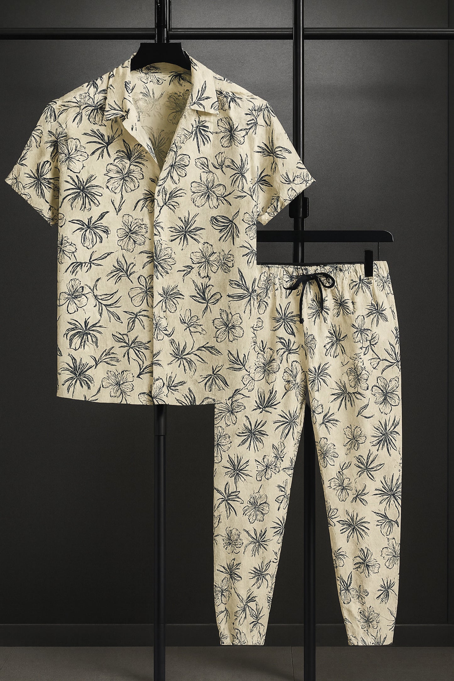 Yellow Mandala Men's Casual Half Sleeve Shirt and Trouser Co-ord Set