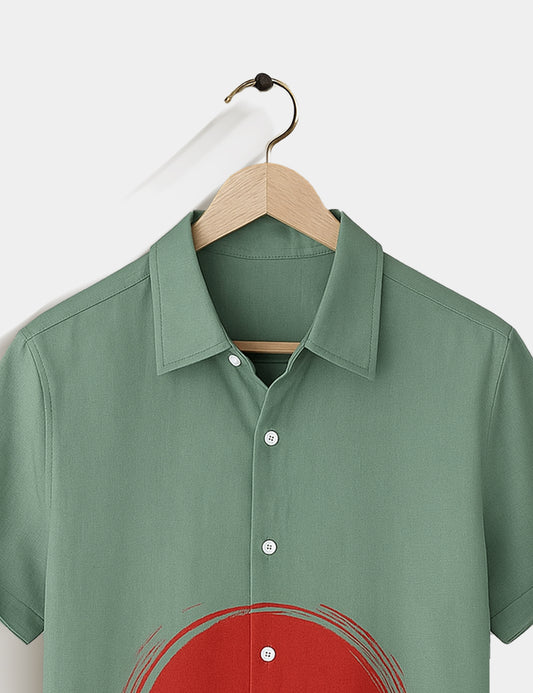 Deer Moon Printed Essential Everyday Cotton Shirt for Men - XPST