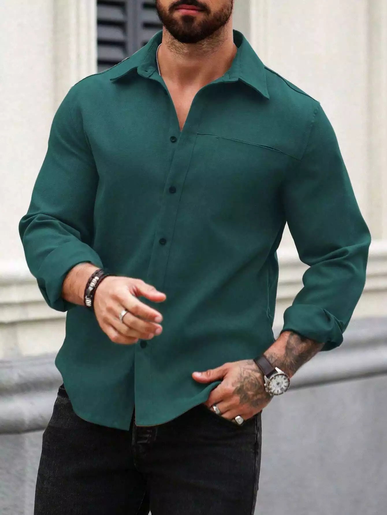 Solid color mens shirts hotsell