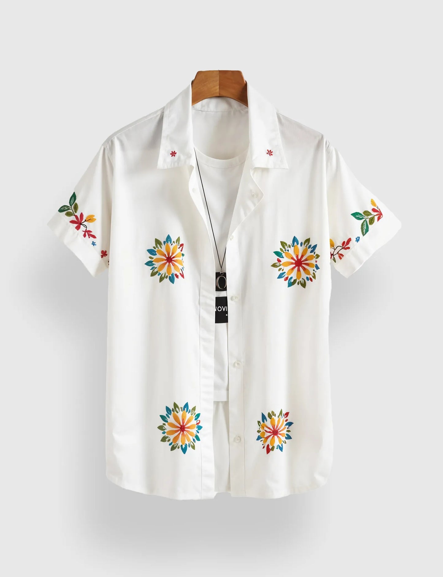 White Sunflower Men's Half Sleeves Printed Shirt Exclusive
