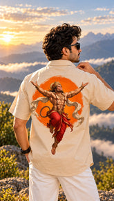 Orange Hanuman Mythological Half Sleeves Shirt - XPSTHS