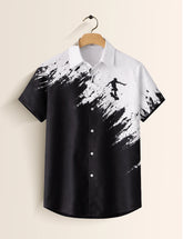 Black Surfing Mens Classic Half Sleeves Shirt - XPST
