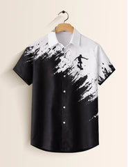 Black Surfing Mens Classic Half Sleeves Shirt - XPST