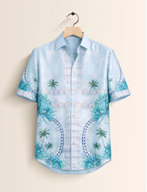 Blue Flowery Mens Classic Half Sleeves Shirt - XPST