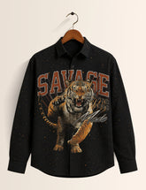 Black Tiger Printed His & Hers Unisex Shirt