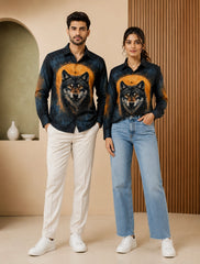 Black Wolf Printed His & Hers Unisex Shirt