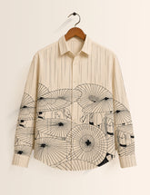 Cream Umbrella Printed His & Hers Unisex Shirt