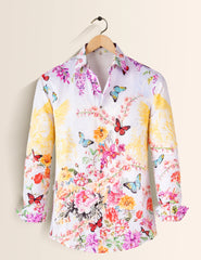 Multi Butterfly Printed Mens Classic Full Sleeves Shirt - XPST