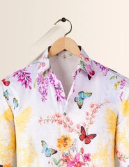 Multi Butterfly Printed Mens Classic Full Sleeves Shirt - XPST
