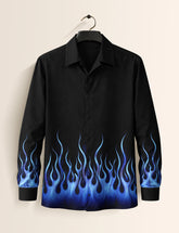 Navy Fire Printed Mens Classic Full Sleeves Shirt - XPST