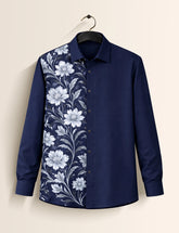 Navy Fool Printed Mens Classic Full Sleeves Shirt - XPST