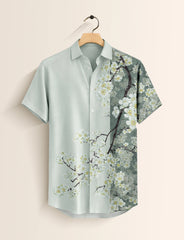 Green Tree Mens Classic Half Sleeves Shirt - XPST