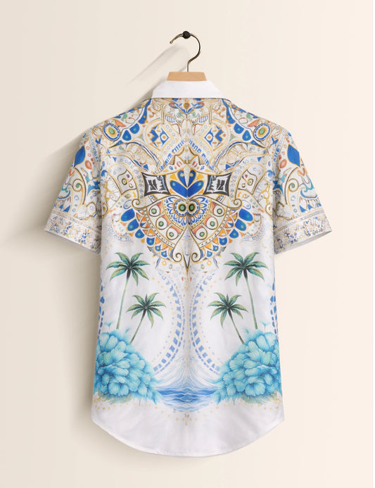 Mandala Decoration Mens Classic Half Sleeves Shirt - XPST