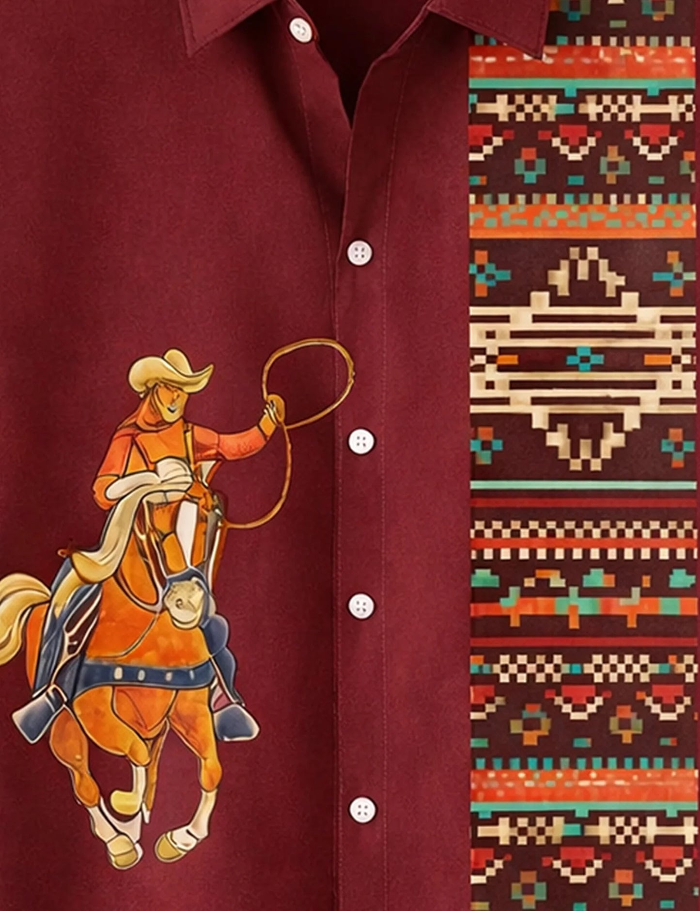 Maroon Horse Printed Boys Half Sleeves Shirts - XPST