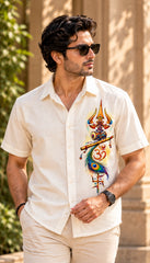Small Trishul Damru Mythological Half Sleeves Shirt - XPSTHS