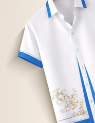 Outline Blue Mens Classic Half Sleeves Shirt - XPST