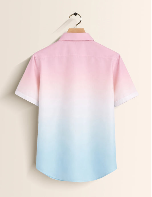 Pink Blue Shady Mens Classic Half Sleeves Shirt - XPST