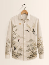 Cream Bird Street Style Men’s Premium Full-Sleeve Shirt - XPST