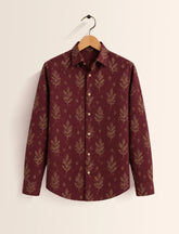 Maroon Leaves Street Style Men’s Premium Full-Sleeve Shirt - XPST