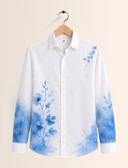 White Flowery Street Style Men’s Premium Full-Sleeve Shirt - XPST
