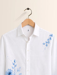 White Flowery Street Style Men’s Premium Full-Sleeve Shirt - XPST