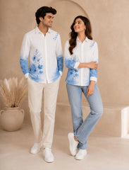 White Flowery Street Style Men’s Premium Full-Sleeve Shirt - XPST