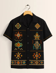 Triangle Black Printed Boys Half Sleeves Shirts - XPST
