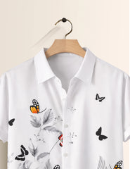 White Butterfly Mens Classic Half Sleeves Shirt - XPST