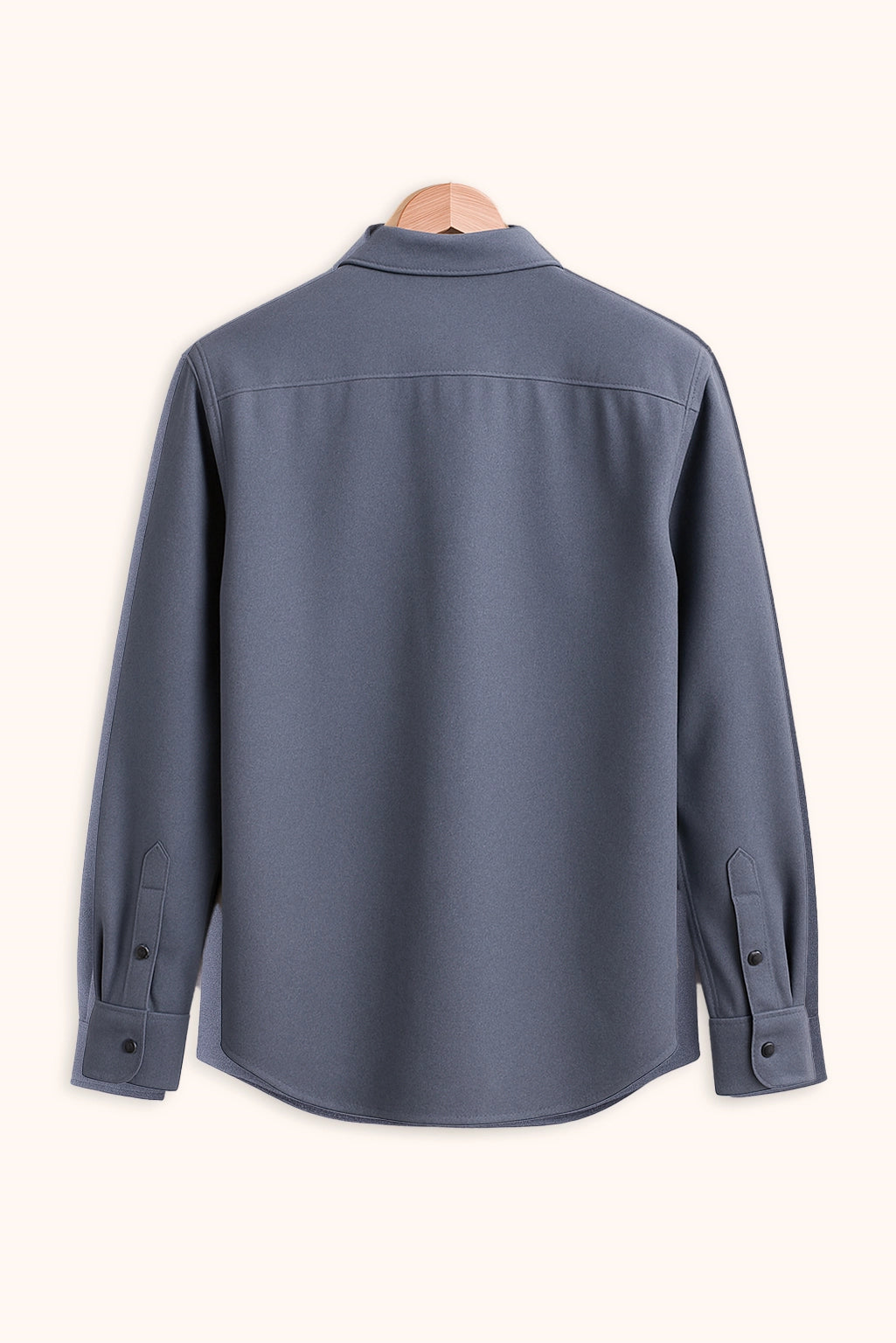 Men Spring And Summer Solid Color Loose Casual Long-Sleeved Shirt Blue Color