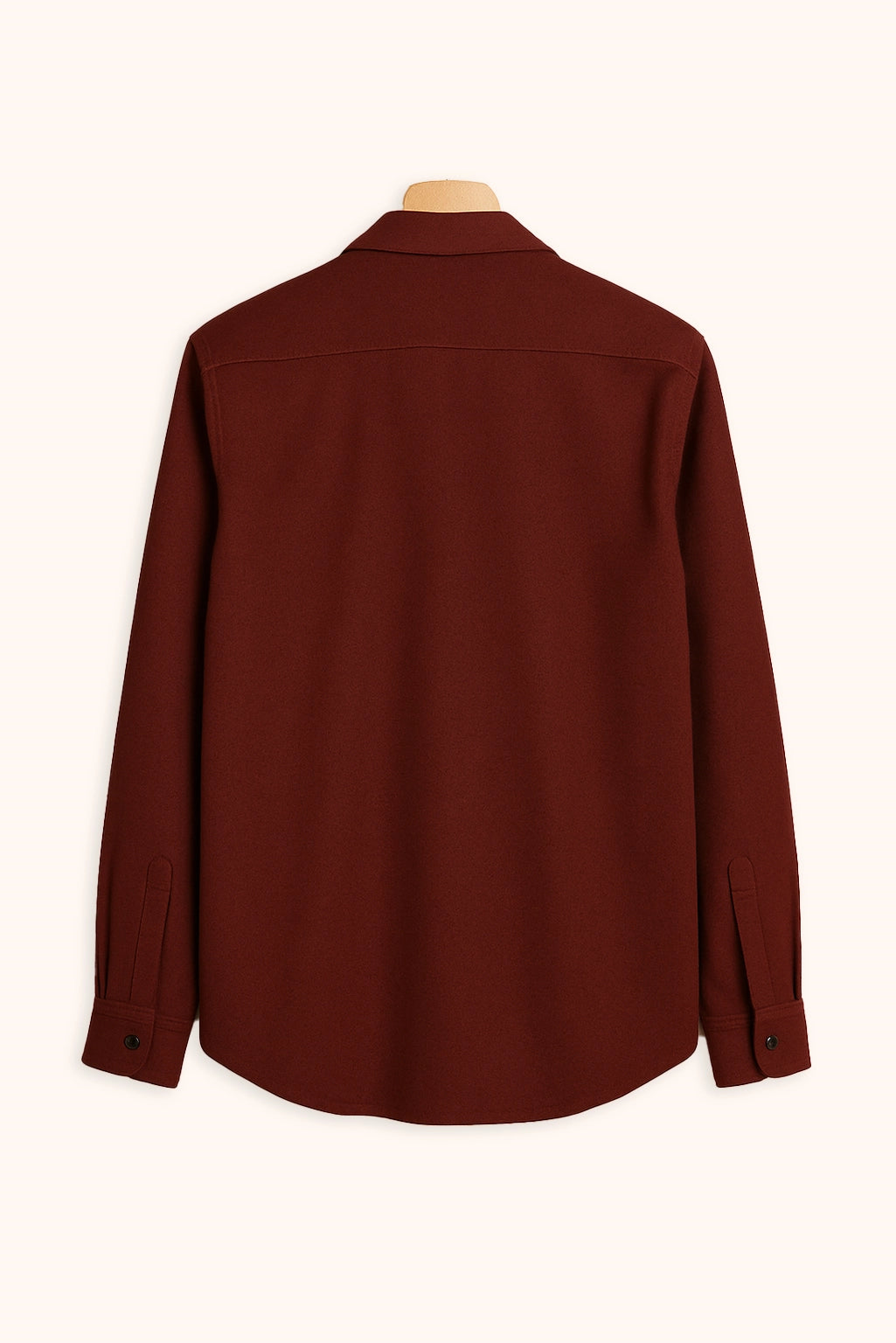 Men Spring And Summer Solid Color Loose Casual Long-Sleeved Shirt Burgundy Color