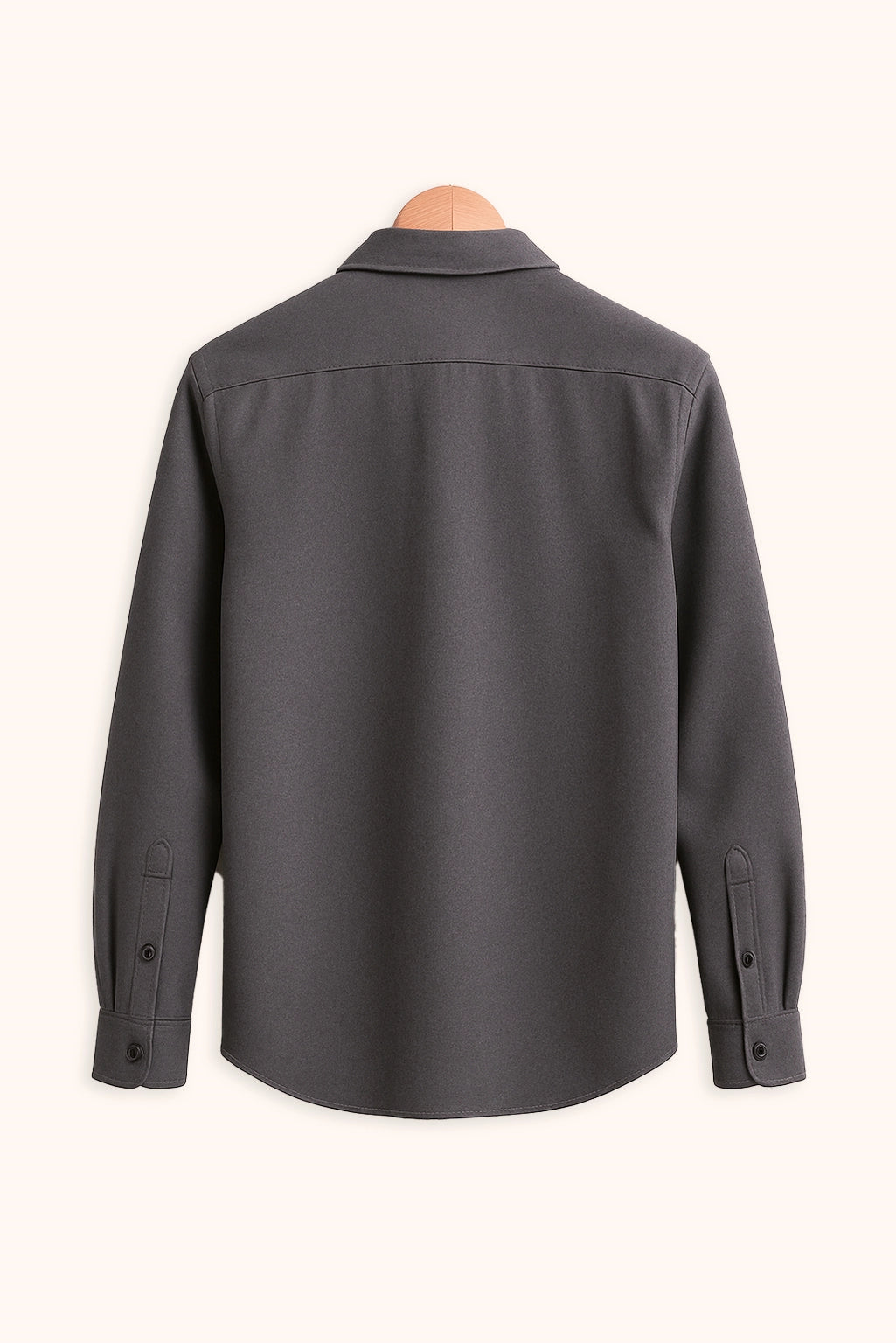Men Spring And Summer Solid Color Loose Casual Long-Sleeved Shirt Dark Grey Color