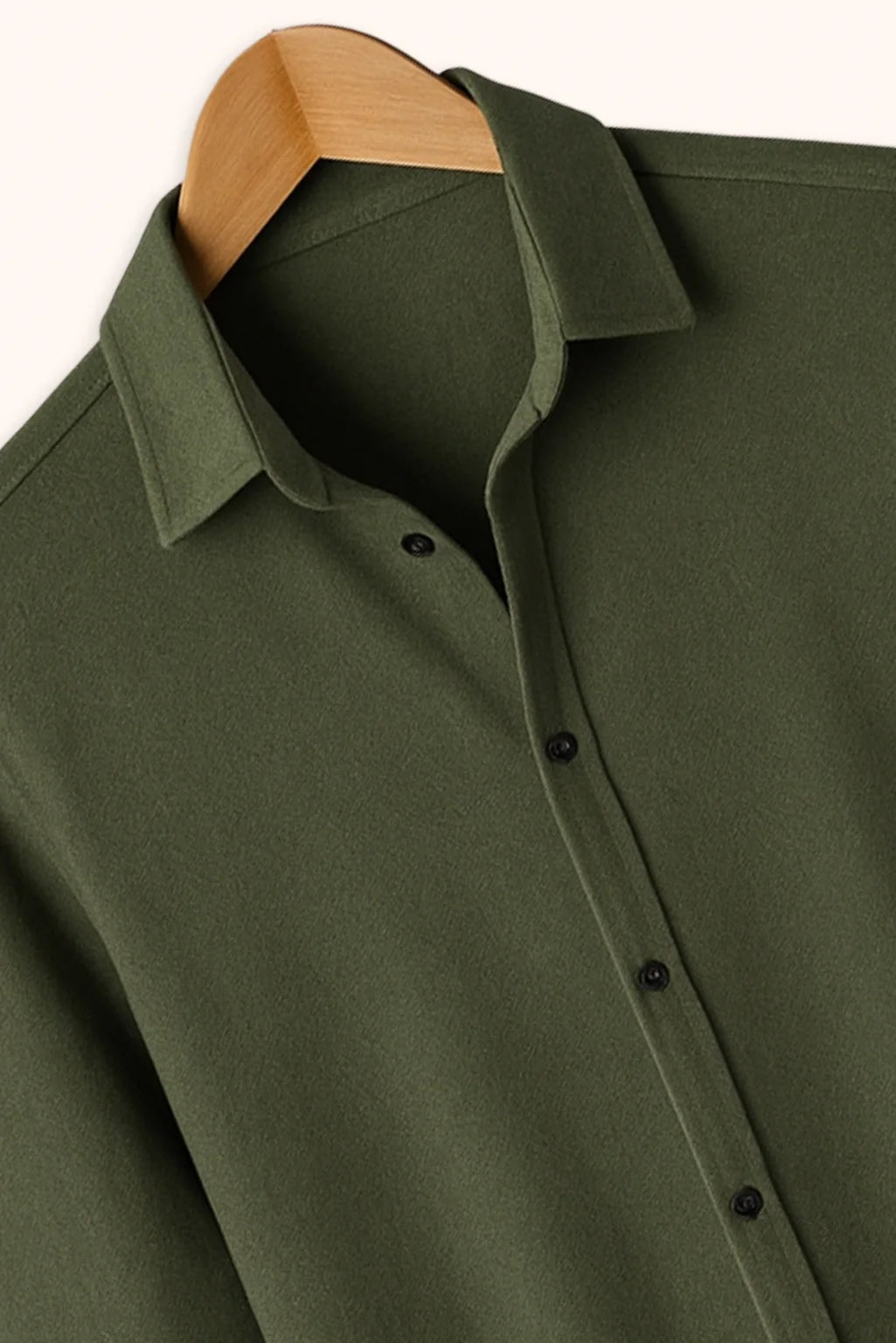 Men Spring And Summer Solid Color Loose Casual Long-Sleeved Shirt Green Color - XPST