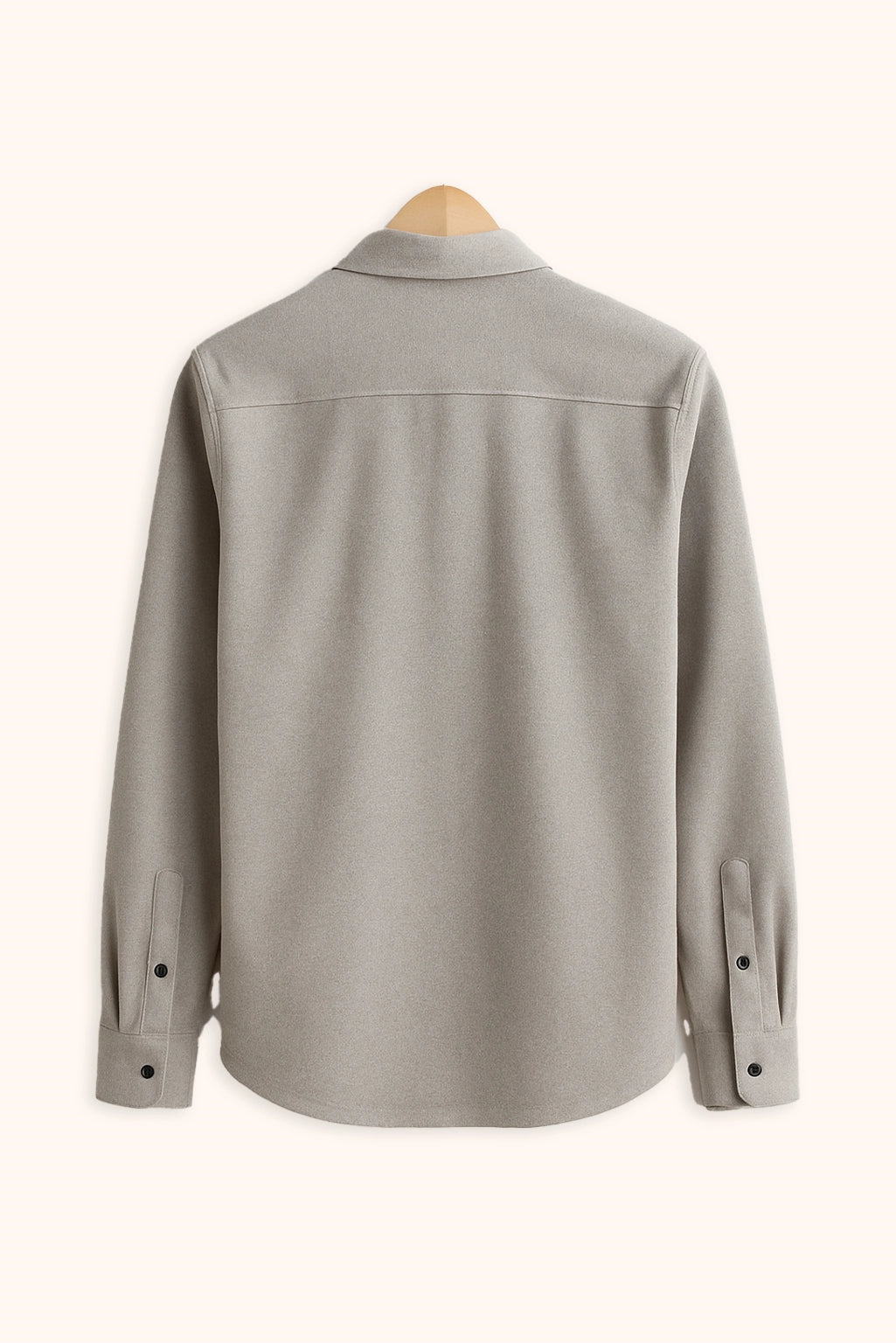 Men Spring And Summer Solid Color Loose Casual Long-Sleeved Shirt Grey Color