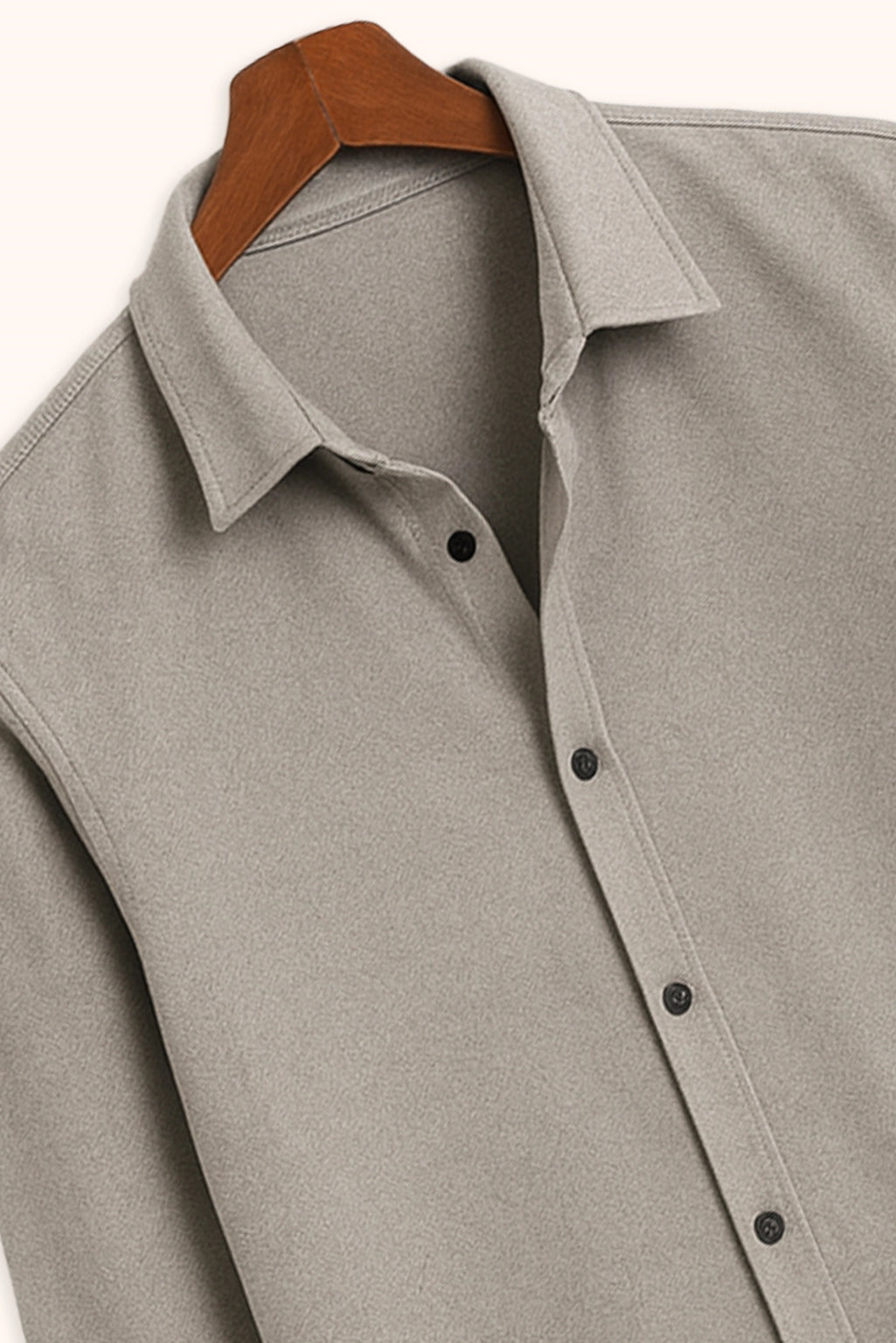 Men Spring And Summer Solid Color Loose Casual Long-Sleeved Shirt Grey Color