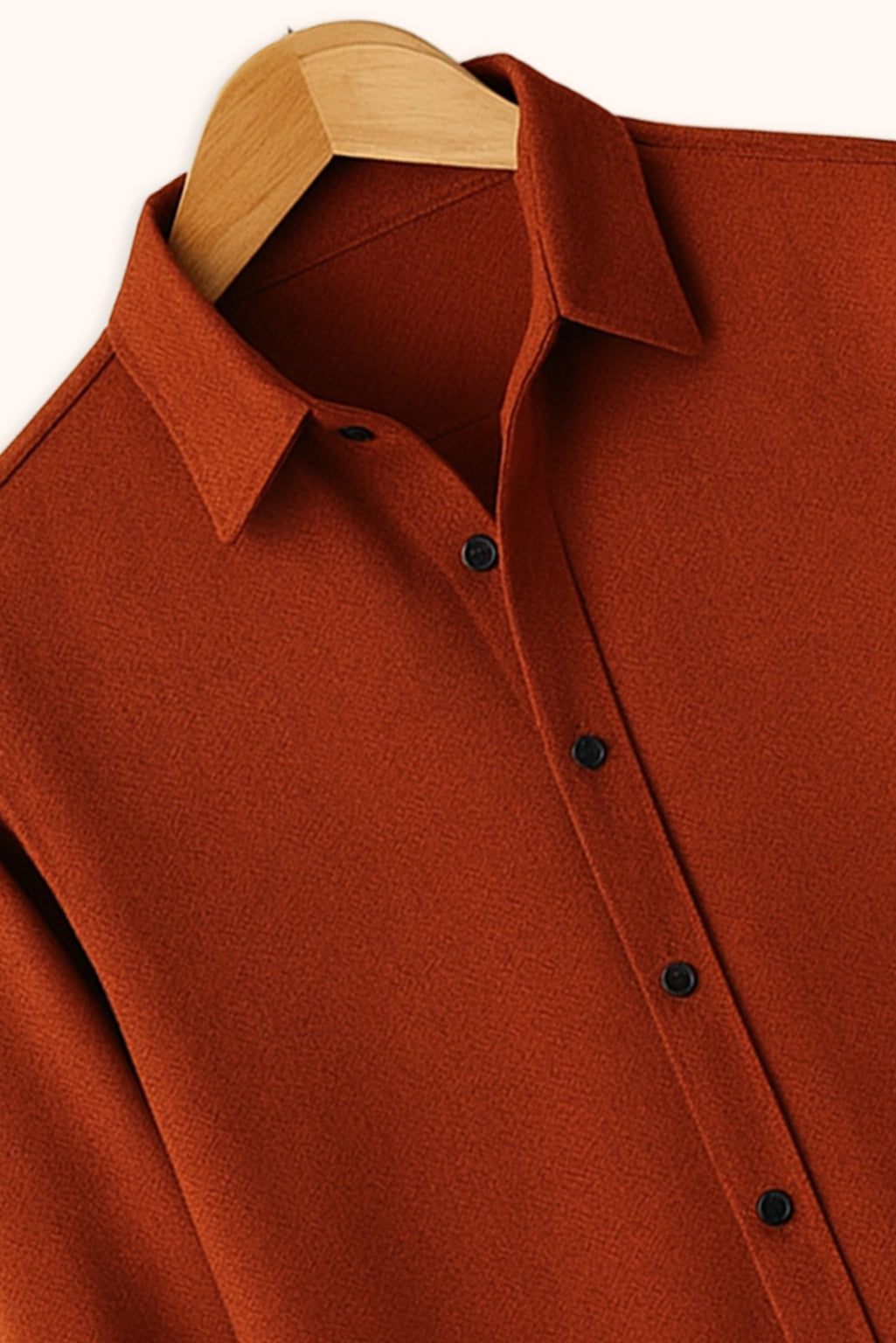 Men Spring And Summer Solid Color Loose Casual Long-Sleeved Shirt Orange Color